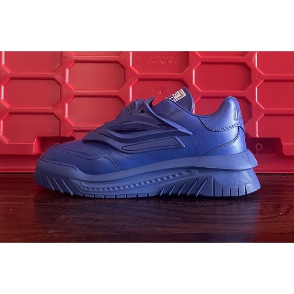 $999 NIB Versace Odissea Blue Leather Low Top Sneaker Shoes Size US 13 Euro 46 D main image 7